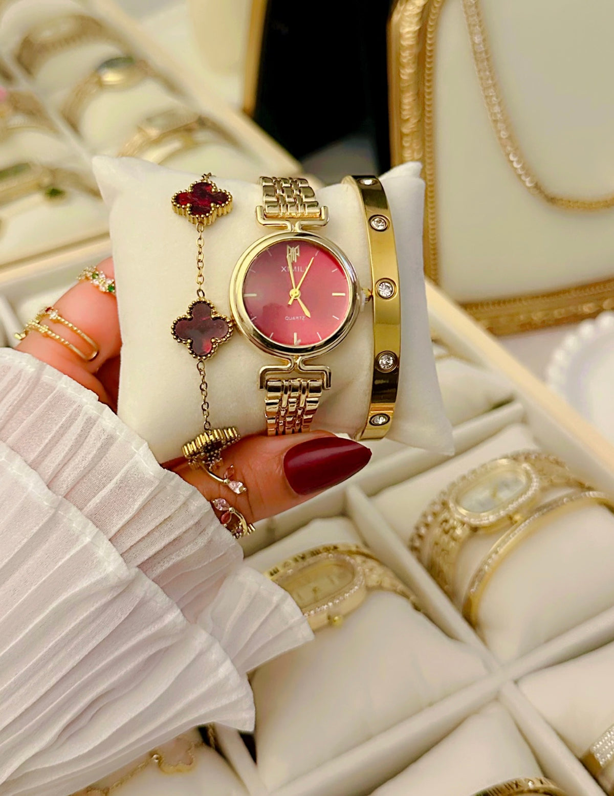 Burgundy Aurelia Watch Stack