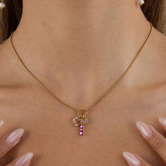 Pink Aura Lock Necklace